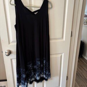 Style & Co Black and Blue Tie-Dyed Sleeveless Midi Dress EUC 2X